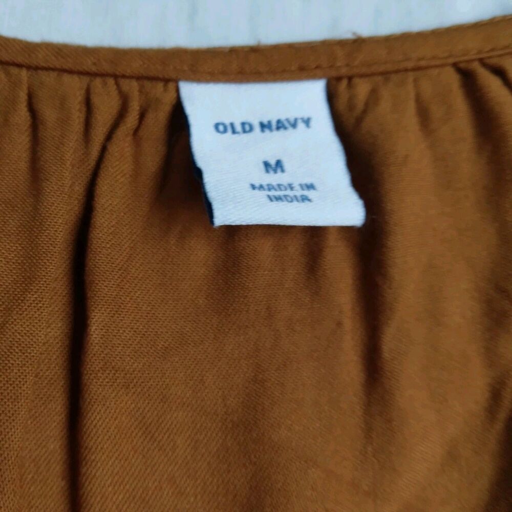 Old Navy Dress Knee Length Terracotta Cottagecore Prairie Boho Crochet Women's M - Picture 5 of 9